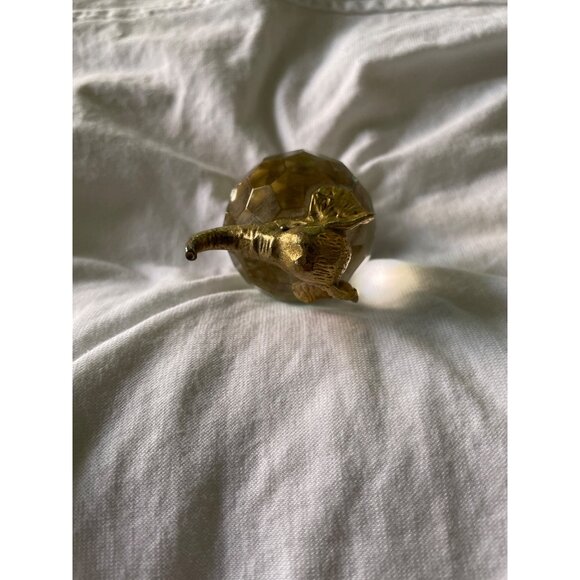 Vintage Gold & Crystal Elephant Figurine With Faceted Glass Body & Detailed Meta - Picture 9 of 13